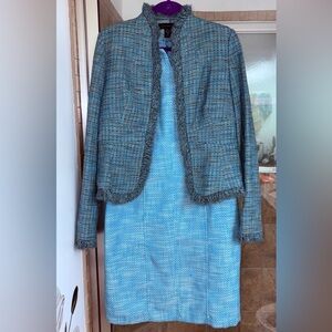 Women's Blue Tweed Jacket and Dress Set